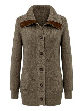 Vintage Lauren Ralph Lauren Cotton Cardigan Faux Suede Trim Elbow Patches M